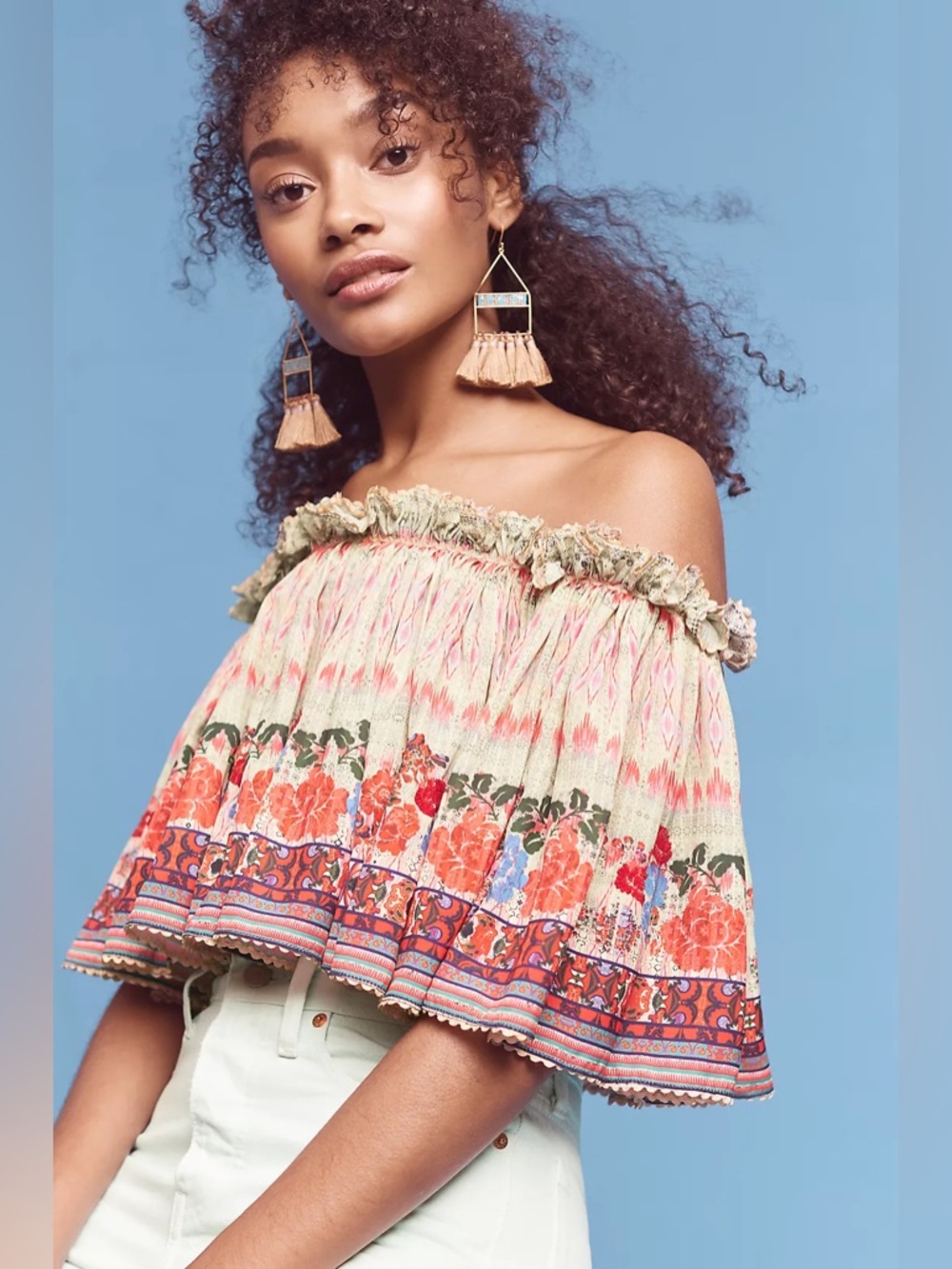 Anthropologie Bhanuni By Jyoti Villa Top Off-the-Shoulder Ruffle - Picture 6 of 11